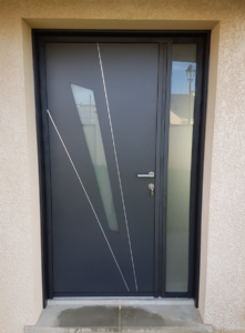 Porte d’entrée avec fixe à droite Aluminium
